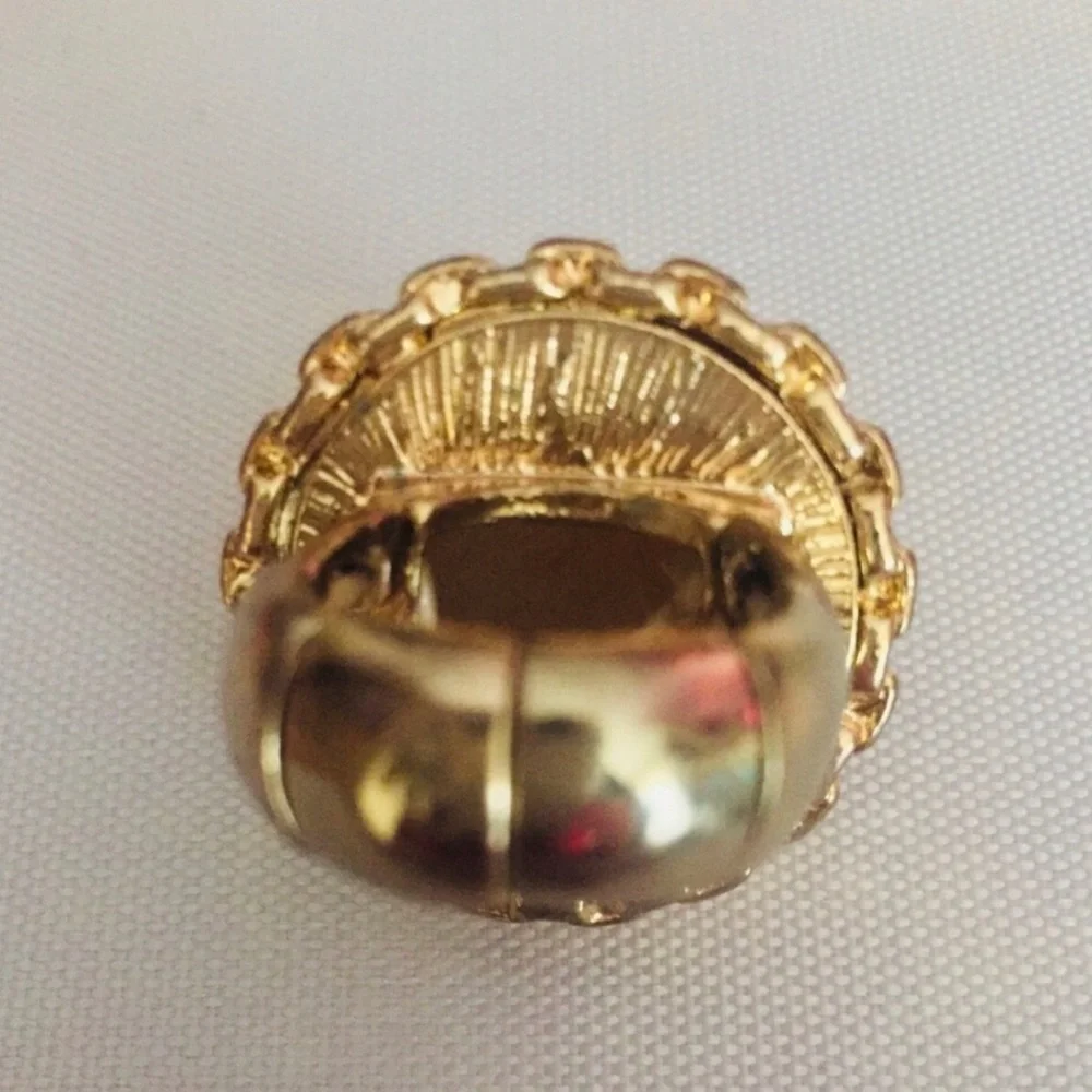 Gold-Tone Pearl Statement Ring, European fashion